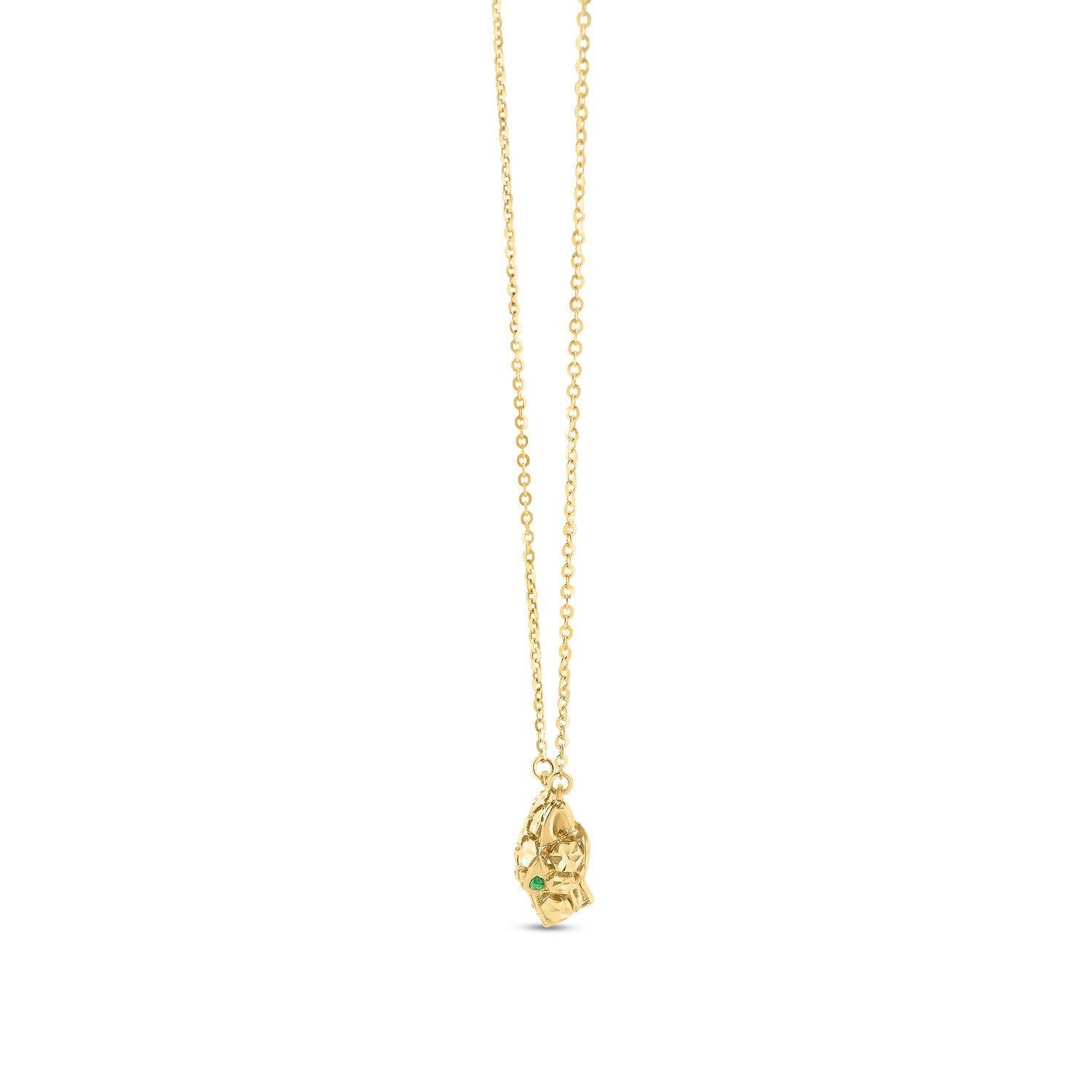 14K Yellow Gold Panther Head Necklace, Luxury Gold Jewelry