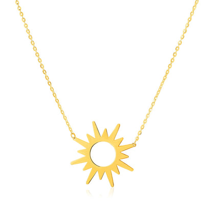 14K Yellow Gold Sunburst Necklace, 18-Inch Gold Chain