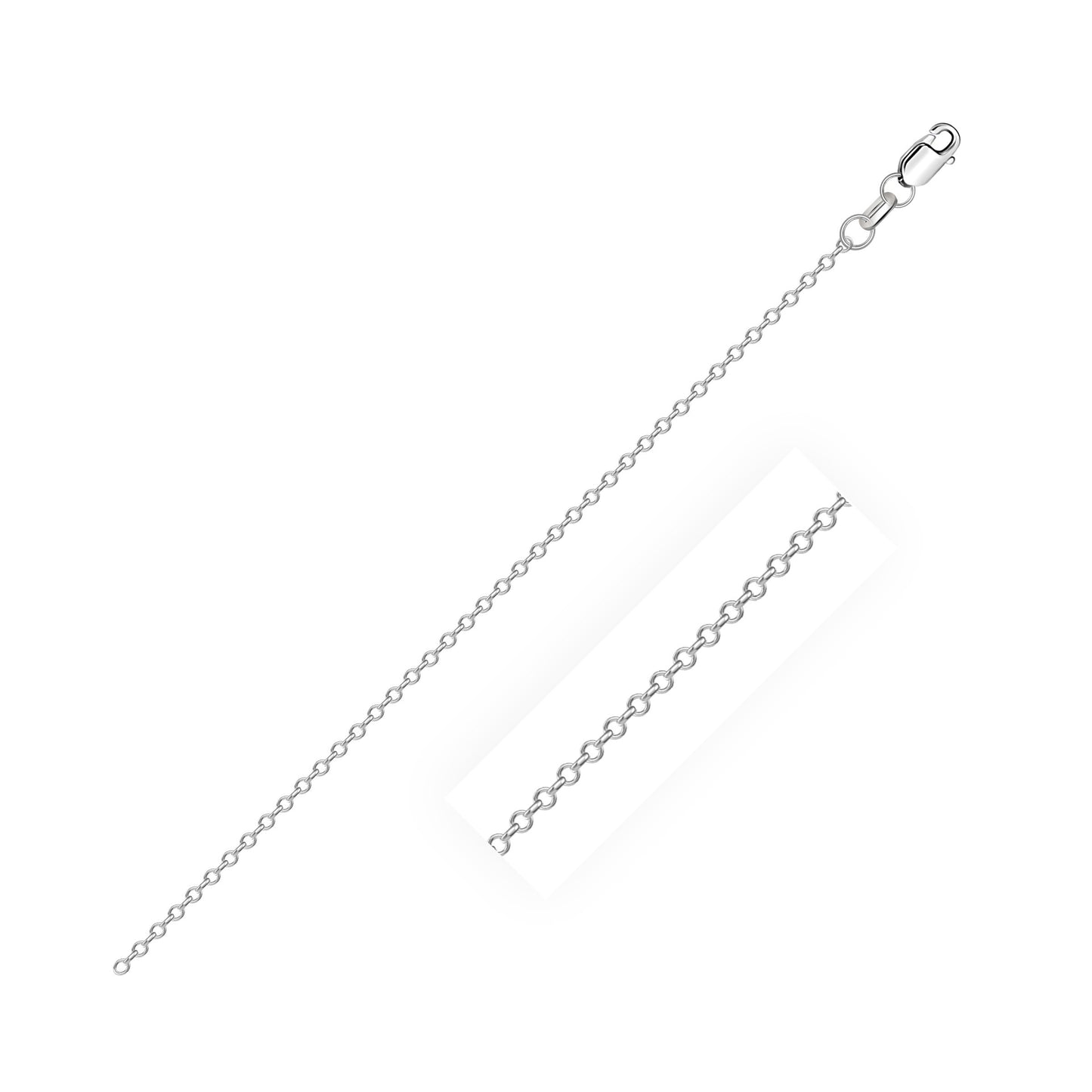 10K White Gold Thin Cable Link Chain with Lobster Clasp