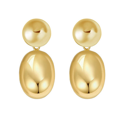 Sterling Silver Rhodium Plated Puffed Oval Double Button Drop Earrings