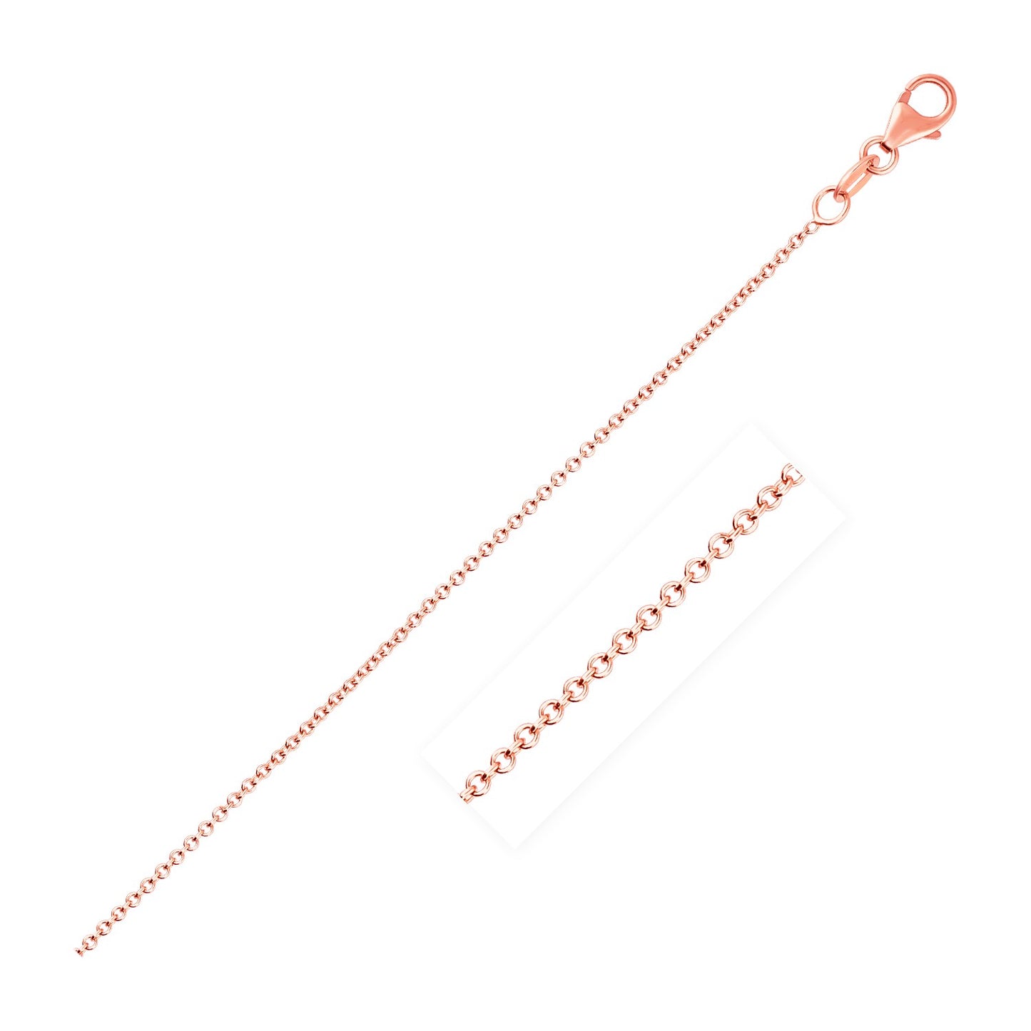 14K Rose Gold Cable Chain, 1.1mm, Round Link Necklace