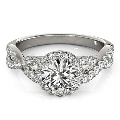 14k White Gold Entwined Split Shank Diamond Engagement Ring (1 1/2 cttw)