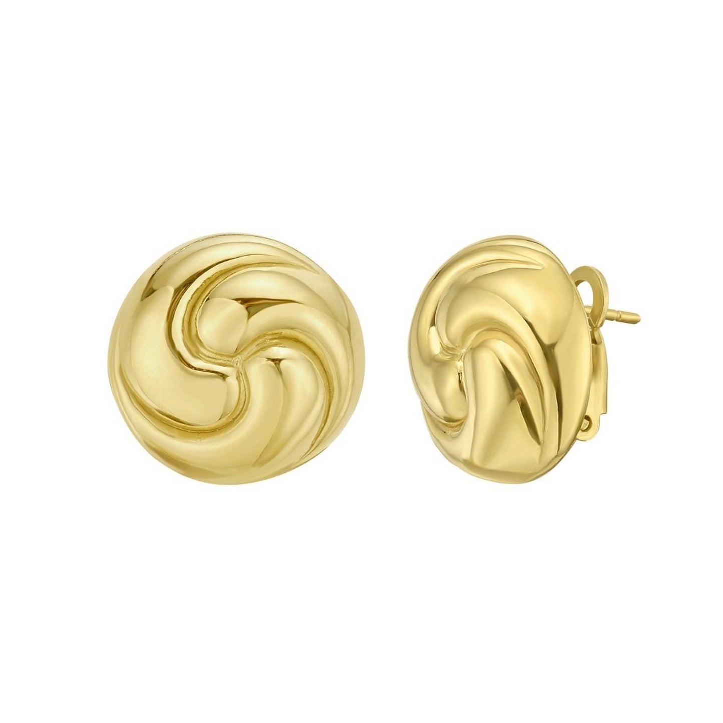 Sterling Silver Yellow Gold Plated Puffed Swirly Knot Stud Earrings