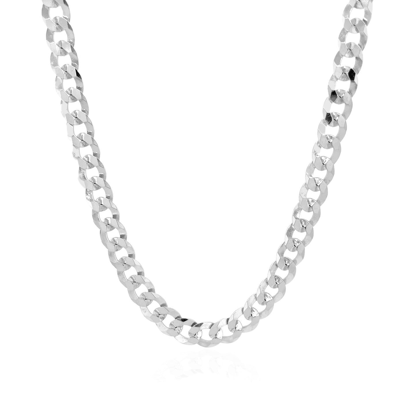 Rhodium Plated Sterling Silver Curb Style Chain (5.50 mm)