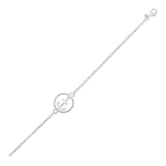 Sterling Silver Anchor Bracelet, 1.80mm Silver Chain