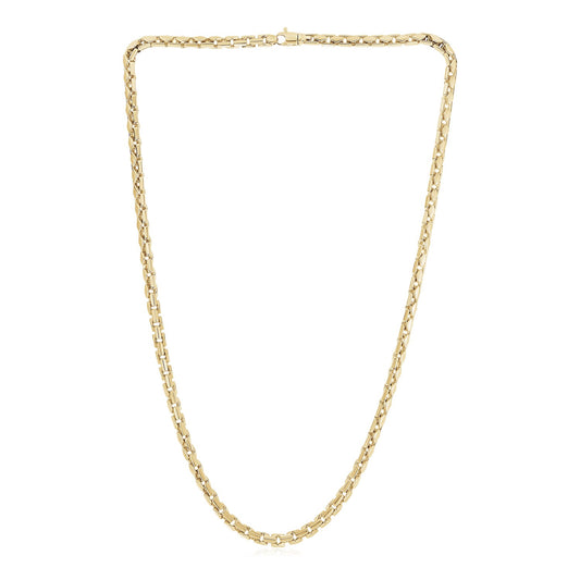 14k Yellow Gold High Polish Mens Fancy Box Necklace (5.0mm)