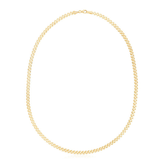 14k Yellow Gold Necklace 4mm Textured Fancy Chain