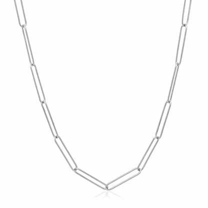 14K White Gold Paperclip Chain Necklace with Lobster Clasp