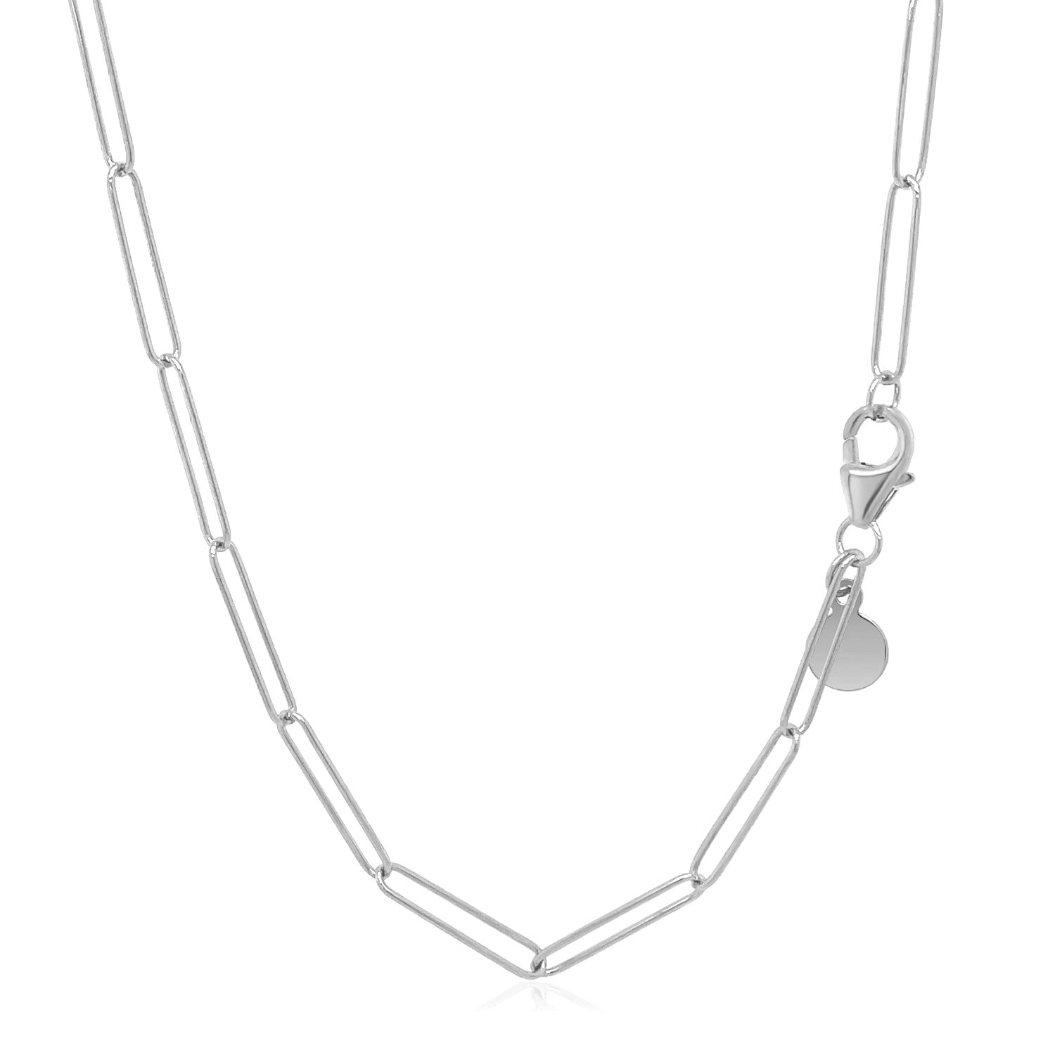 14K White Gold Paperclip Chain Necklace with Lobster Clasp