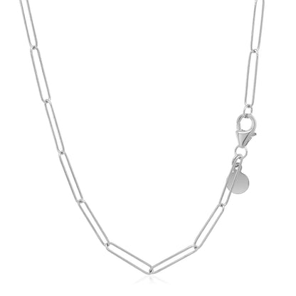 14K White Gold Paperclip Chain Necklace with Lobster Clasp