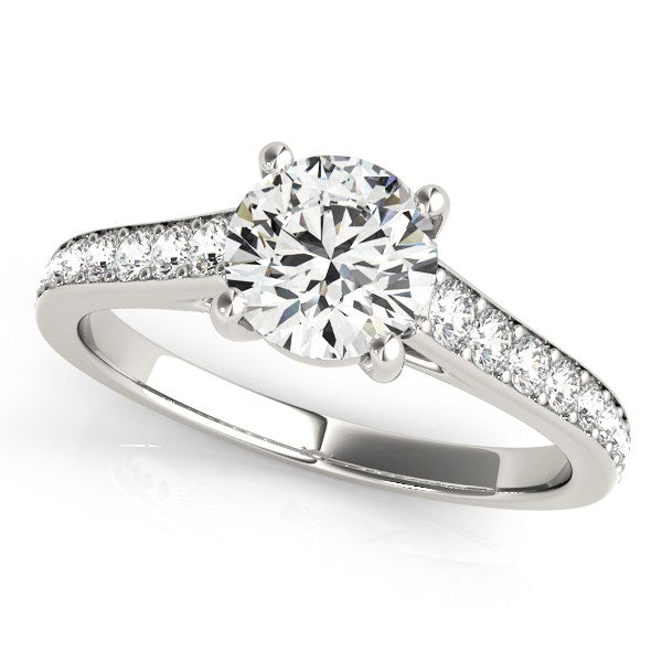 14K White Gold Graduated Diamond Engagement Ring, 1 1/3 cttw