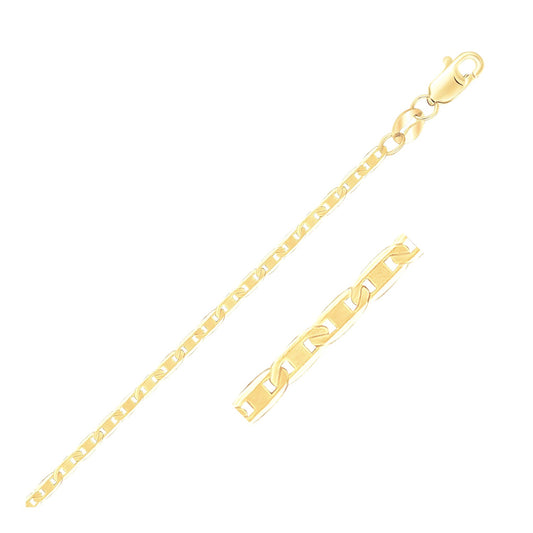 14K Gold Anklet – Yellow Gold Mariner Link 1.7mm