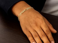 14k Yellow Gold Solid Figaro Bracelet (6.00 mm)