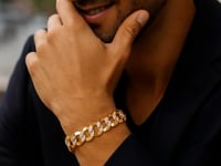 14k Two Tone Gold Pave Curb Bracelet (12.18 mm)