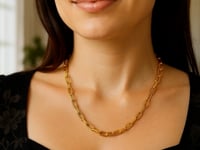 Sterling Silver Yellow Gold Plated Round Link Paperclip Chain (5.20 mm)